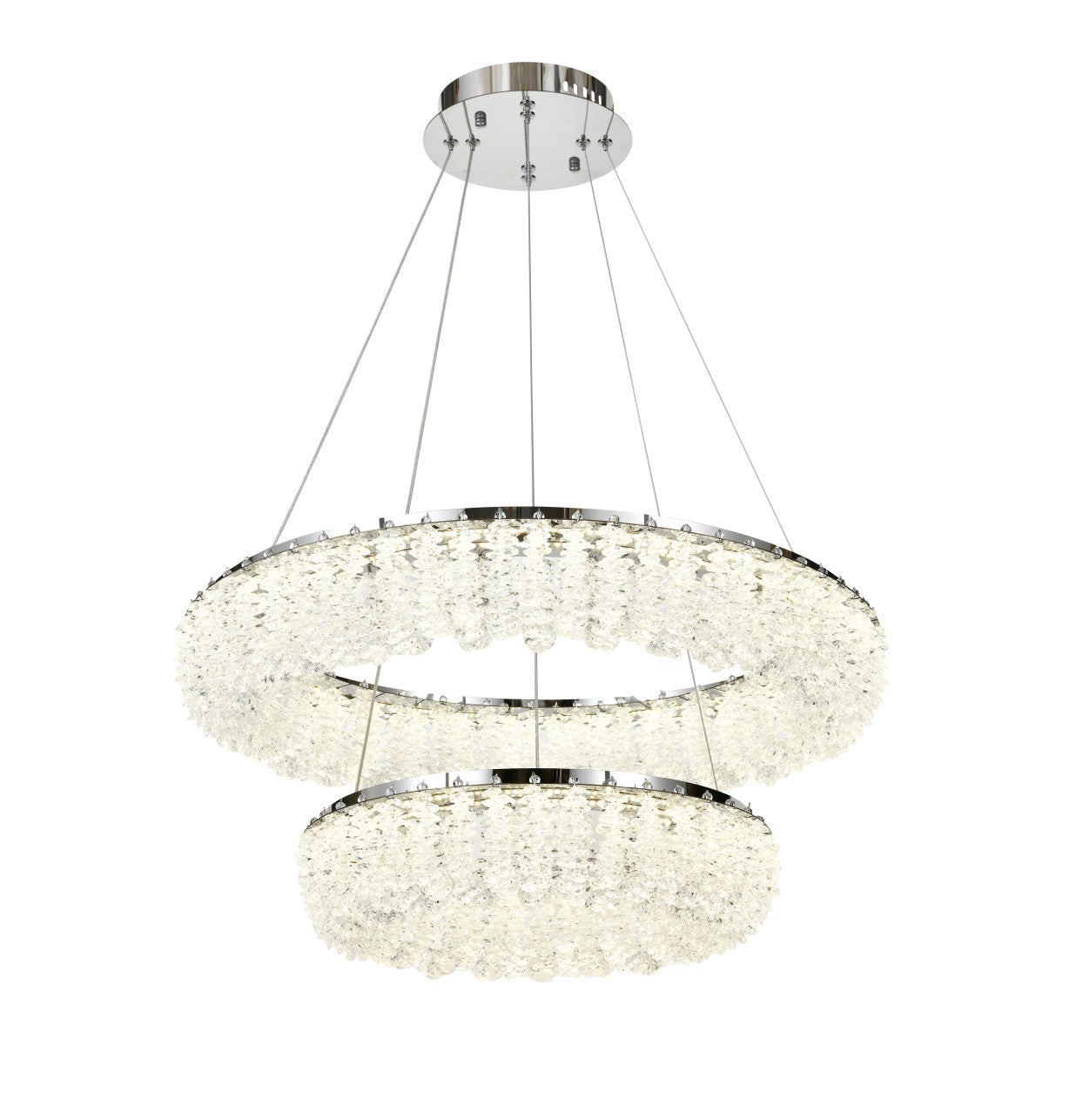 Candelabru LED RFAN, Model 78011-600+400, Textura Cristal, Metal, 160W, Argintiu