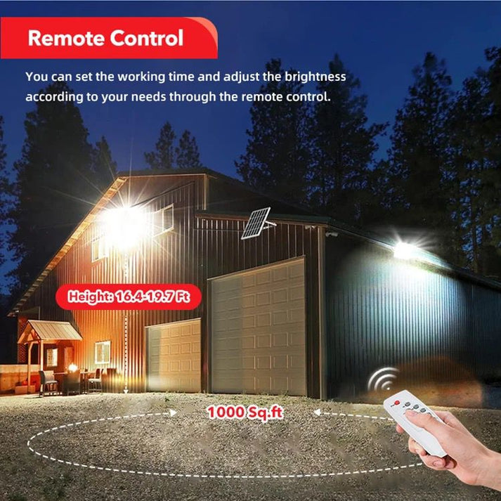 Proiector LED, cu Panou Solar si Telecomanda, Rezistent la Apa IP65, 100W