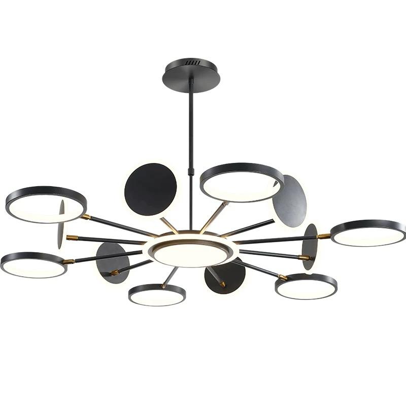 Lustra LED RFAN, Model R9149/12+1, Cu Telecomanda, 3 Tipuri De Lumina, Intensitate Reglabila, 143W, Negru