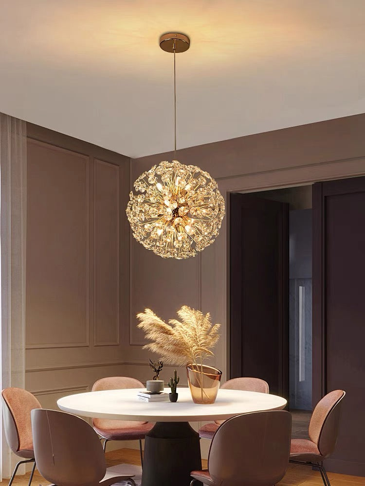 Lustra LED Tip Pendul RFAN, Model 3350/500, Textura Cristal, Metal, 9 X G9, Auriu