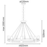 Pendul Rustic RFAN, Model 8456-8P, 8 X E27, Inaltime Reglabila