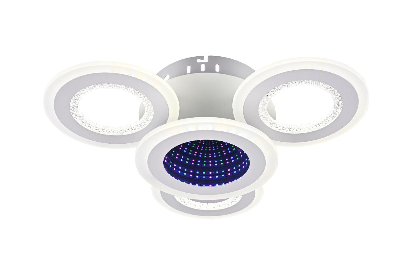 Lustra LED RFAN, Model R9020-3+1, cu Telecomanda, 3 Tipuri de Lumina plus Lumina RGB, Intensitate Reglabila, 92W, Alb