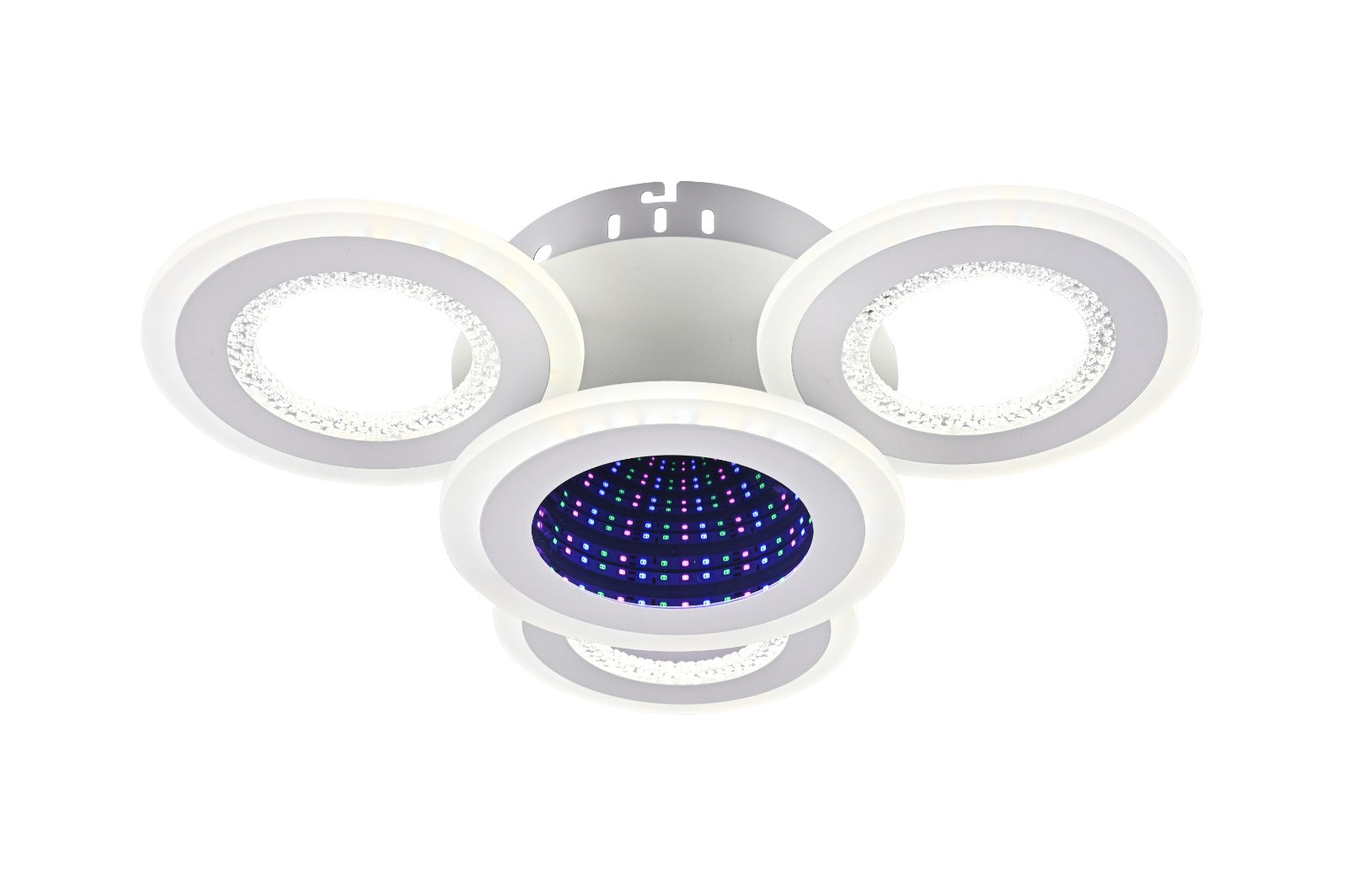 Lustra LED RFAN, Model R9020-3+1, cu Telecomanda, 3 Tipuri de Lumina plus Lumina RGB, Intensitate Reglabila, 92W, Alb