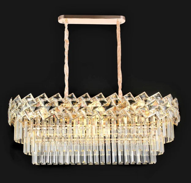 Candelabru RFAN, Model 62111/1000*400, Textura Cristal, Metal, 10 X E27, Auriu