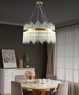 Candelabru LED RFAN, Model 8817/600, Textura Cristal, Metal, 112W, Auriu