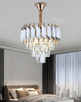 Candelabru RFAN, Model S89001/300, Textura Cristal, Metal, 3 X E27, Alb/Auriu