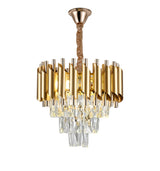 Candelabru RFAN, Model S89001/300, Textura Cristal, Metal, 3 X E27, Auriu