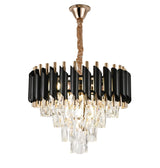 Candelabru RFAN, Model S89001/400, Textura Cristal, Metal, 4 X E27, Negru/Auriu