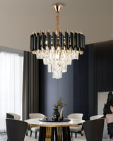 Candelabru RFAN, Model S89001/400, Textura Cristal, Metal, 4 X E27, Negru/Auriu