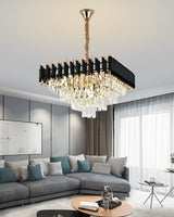 Candelabru RFAN, Model S89001/500x500, Textura Cristal, Metal, 8 X E27, Negru/Auriu