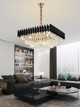 Candelabru RFAN, Model S89001/600x600, Textura Cristal, Metal, 10 X E27, Negru/Auriu