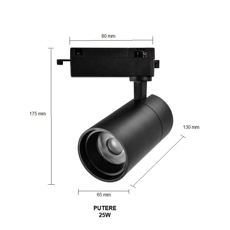 Proiector LED RFAN, Model B52 BK, 25W, 4000K Lumina Neutra, Directionabil Pe Sina Monofazata, Negru