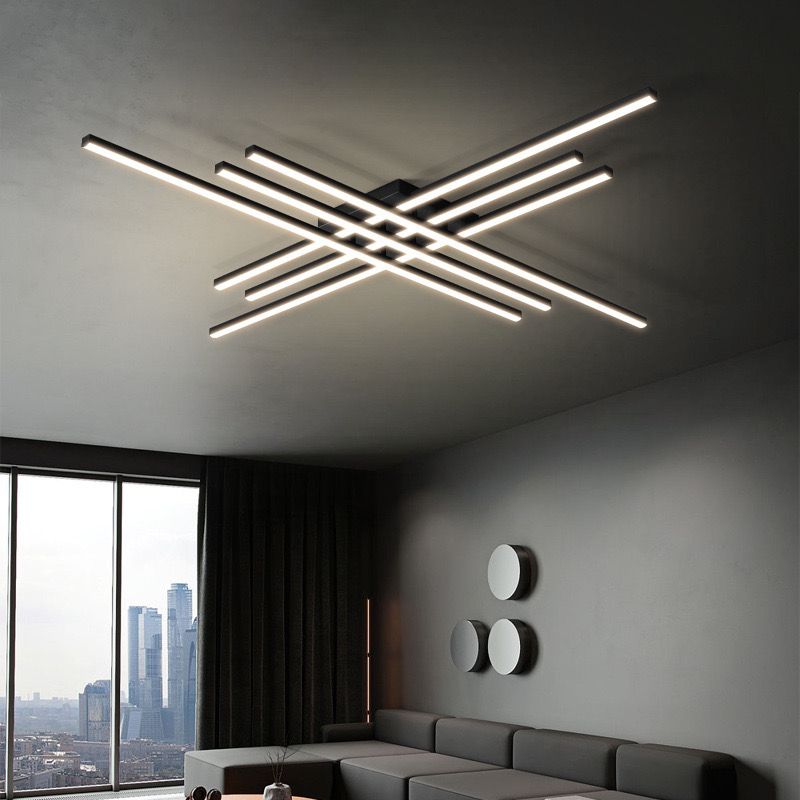 Lustra LED RFAN, Model R9112/6, Cu Telecomanda, 3 Tipuri De Lumina, Intensitate Reglabila, 146W, Negru