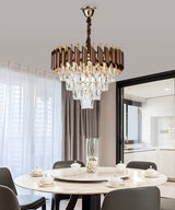Candelabru RFAN, Model S89001/400, Textura Cristal, Metal, 4 x E27, Maro/Auriu