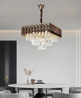 Candelabru RFAN, Model S89001/400x400, Textura Cristal, Metal, 5 X E27, Maro/Auriu