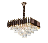 Candelabru RFAN, Model S89001/500x500, Textura Cristal, Metal, 8 X E27, Maro/Auriu