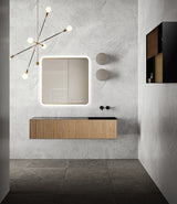 Oglinda LED Patrata Premium 80×80 cm, Rama Auriu, 3 Tipuri de Lumina – Calda, Rece, Neutra