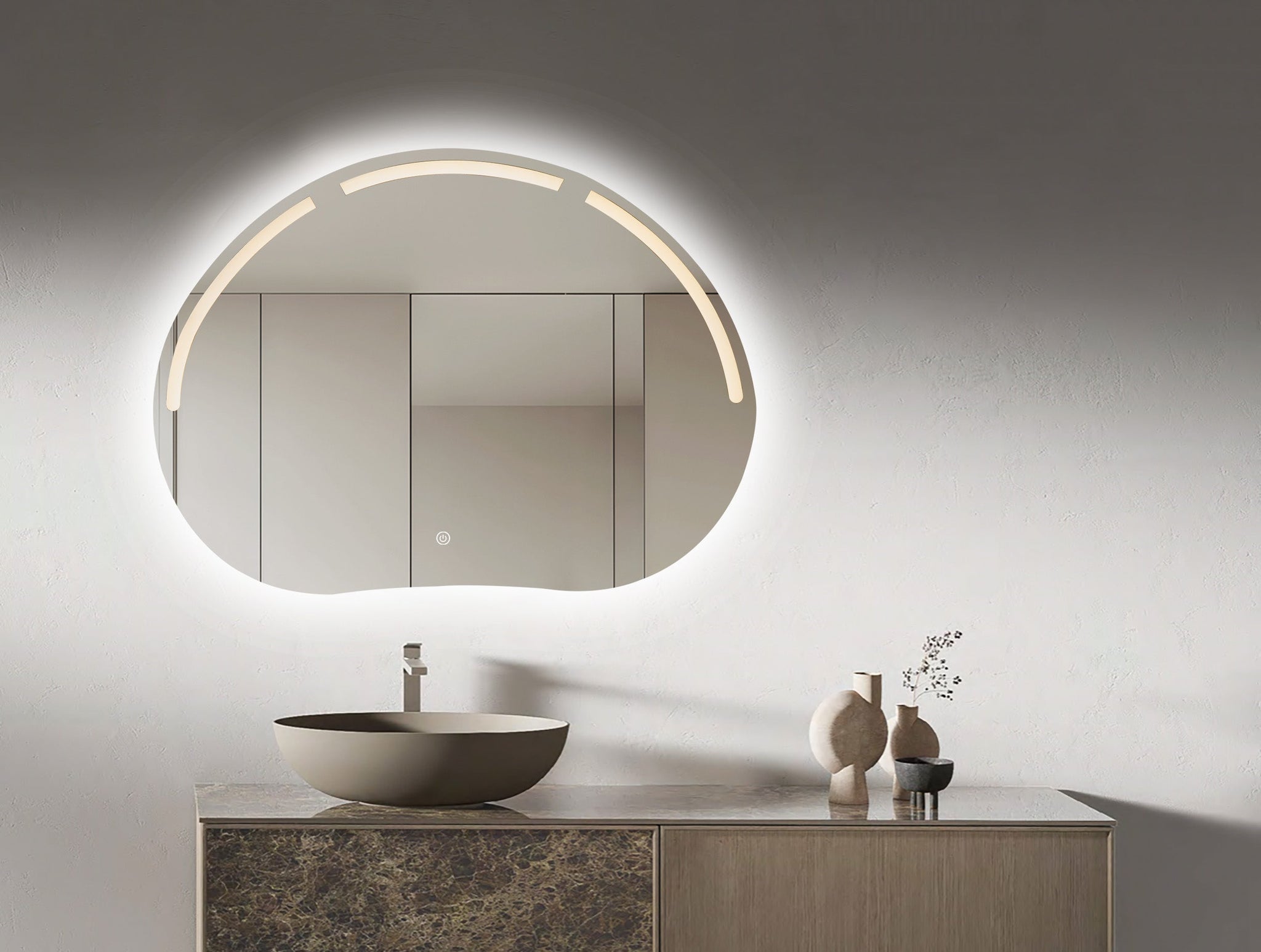 Oglinda LED Baie, Hol, Dormitor Premium 80×60 cm, 3 Tipuri de Lumina – Calda, Rece, Neutra