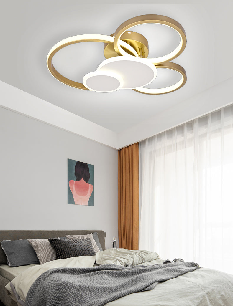 Lustra LED RFAN, Model R9034, cu Telecomanda, 3 Tipuri de Lumina, Intensitate Reglabila, 120W, Auriu