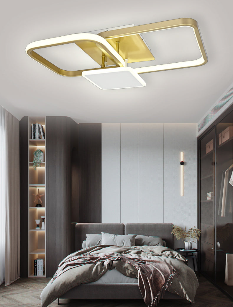 Lustra LED RFAN, Model R9039, cu Telecomanda, 3 Tipuri de Lumina, Intensitate Reglabila, 102W, Auriu