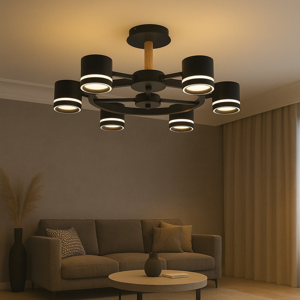 Lustra RFAN, Model R9171/6, 6 X Soclu GX53, Negru