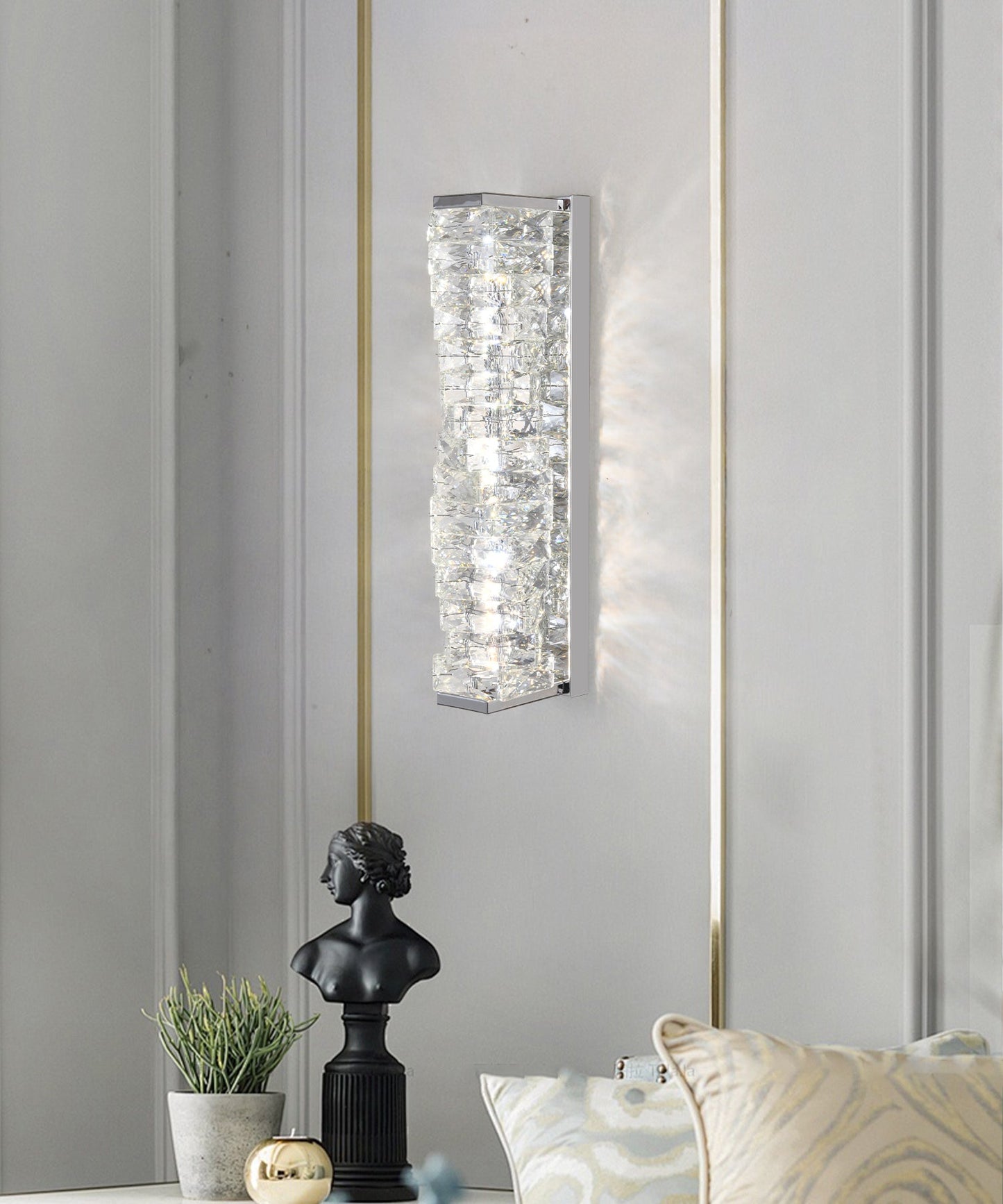 Aplica LED RFAN, Model B6620, Textura Cristal, 3 Tipuri De Lumina, 20W, Argintiu