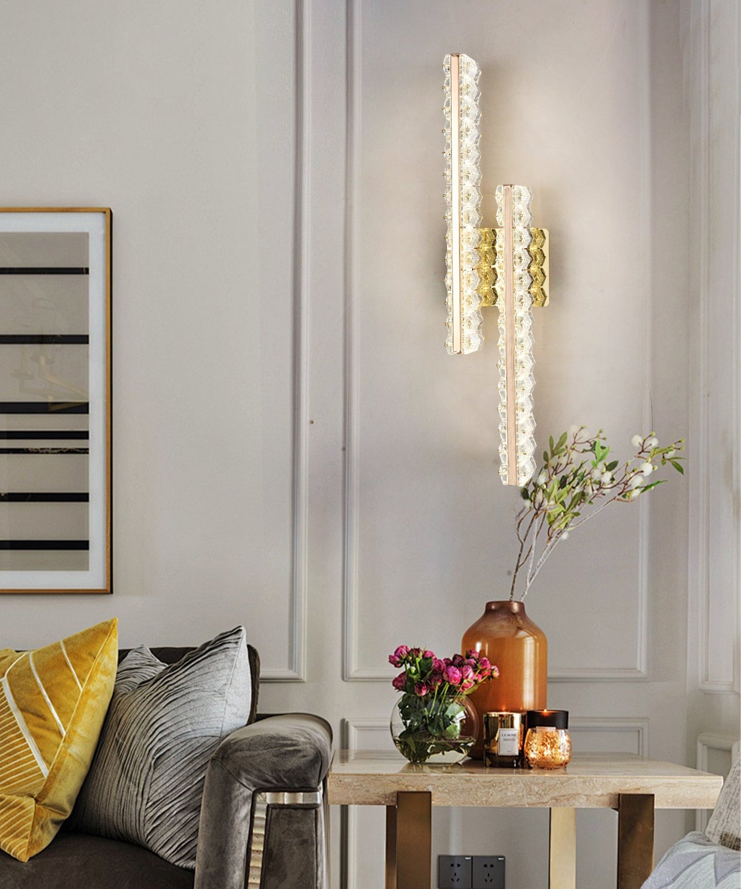 Aplica LED RFAN, Model B6924, Textura Cristal, 3 Tipuri De Lumina, 10W, Auriu