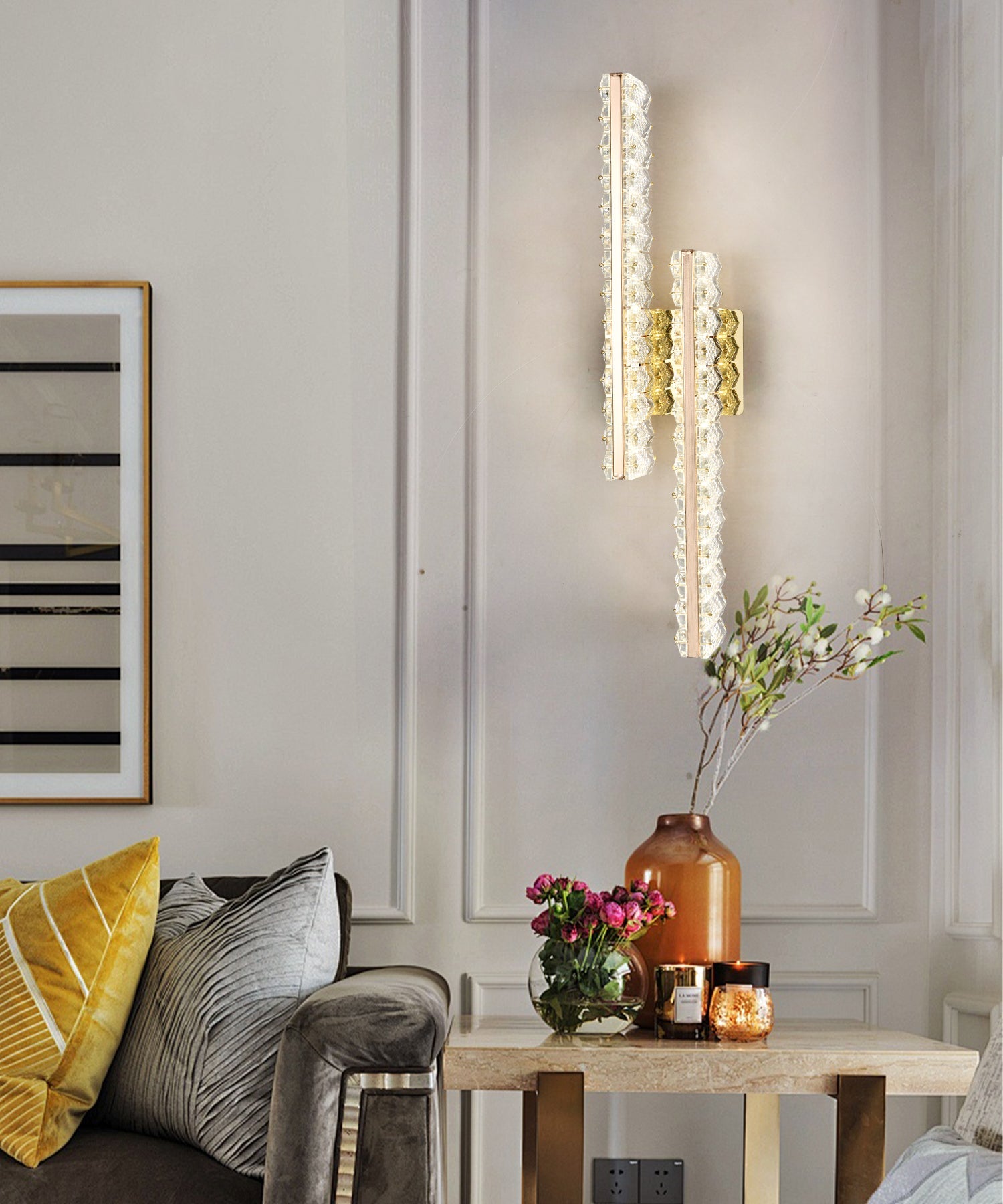 Aplica LED RFAN, Model B6924, Textura Cristal, 3 Tipuri De Lumina, 10W, Auriu