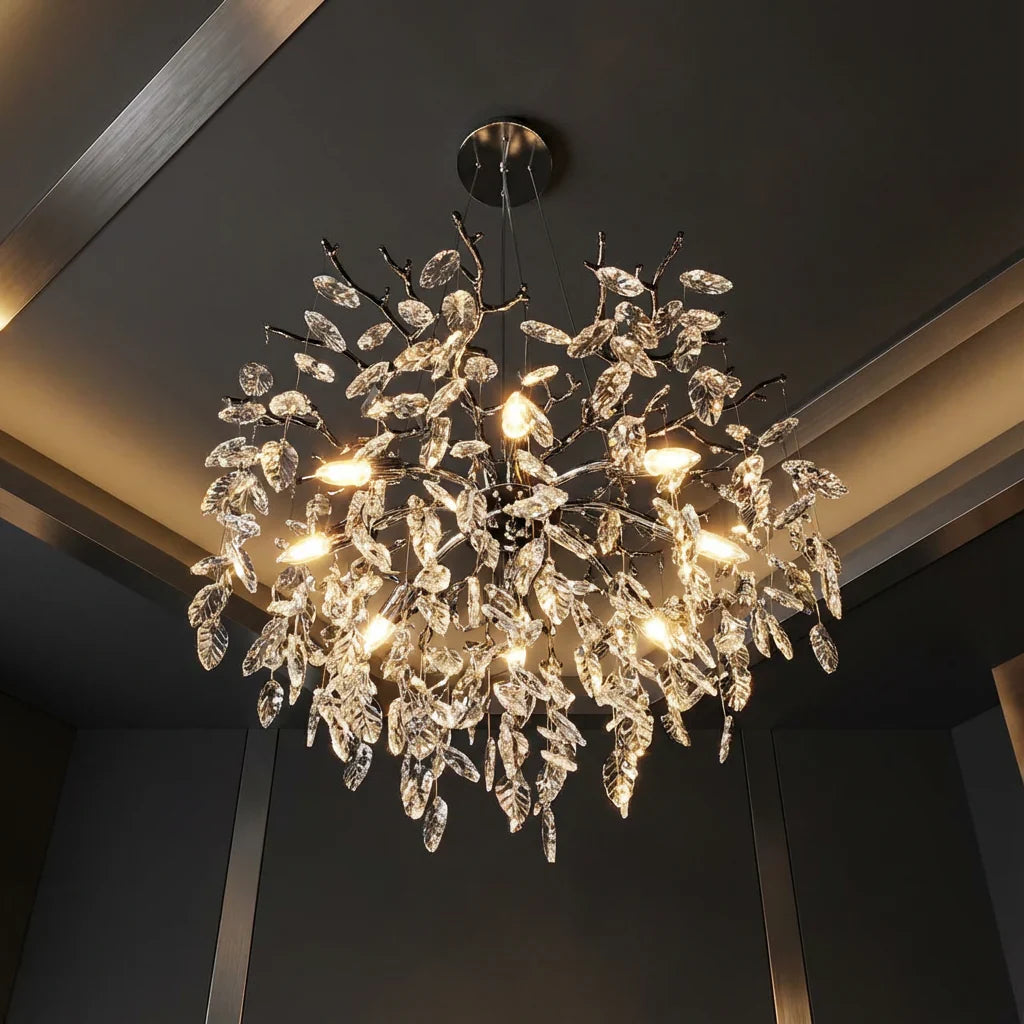 Candelabru RFAN, Model 33122/600, Textura Cristal, Metal, 8 X E14, Argintiu