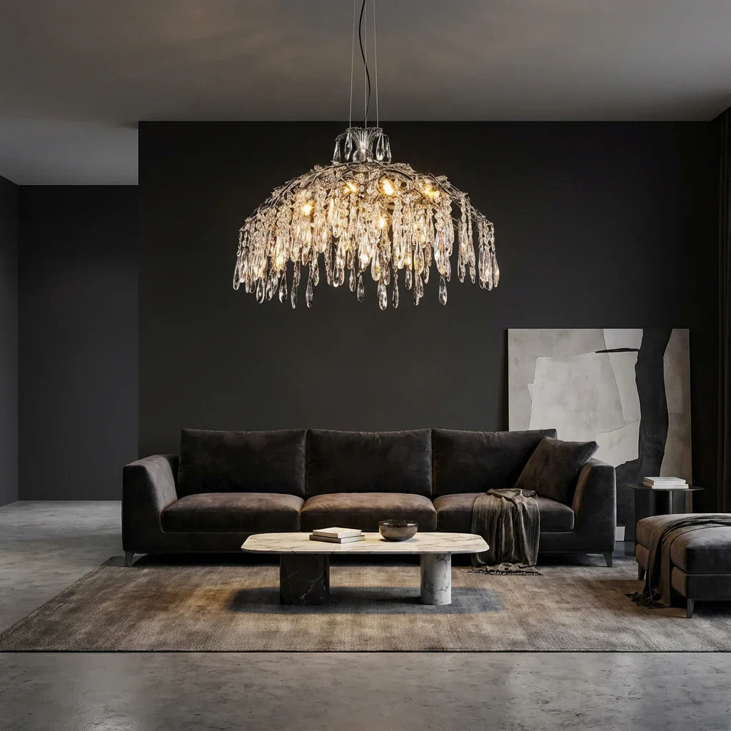 Candelabru RFAN, Model 33121/800, Textura Cristal, Metal, 10 X E14, Argintiu