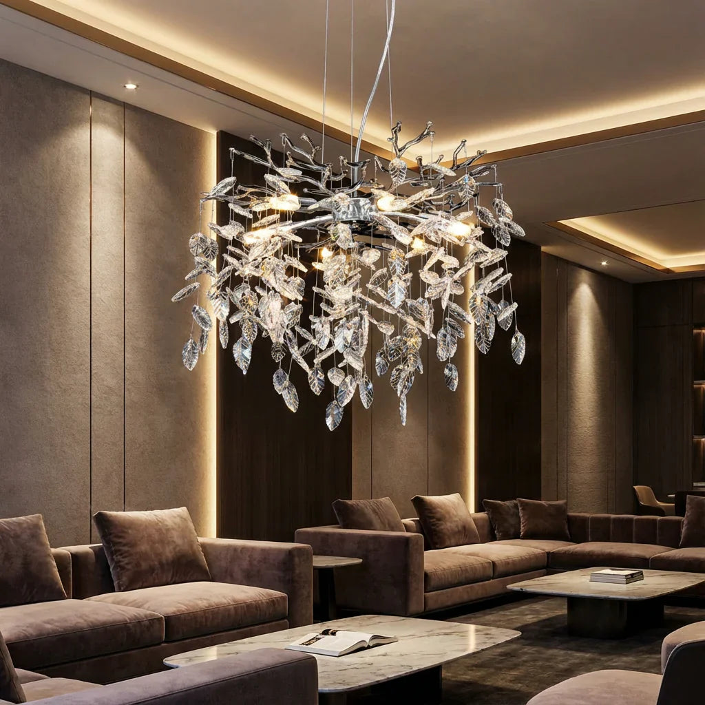 Candelabru RFAN, Model 33122/500, Textura Cristal, Metal, 6 X E14, Argintiu