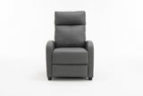 Fotoliu recliner din piele ecologică, spatar rabatabil si suport picioare extensibil, Gri