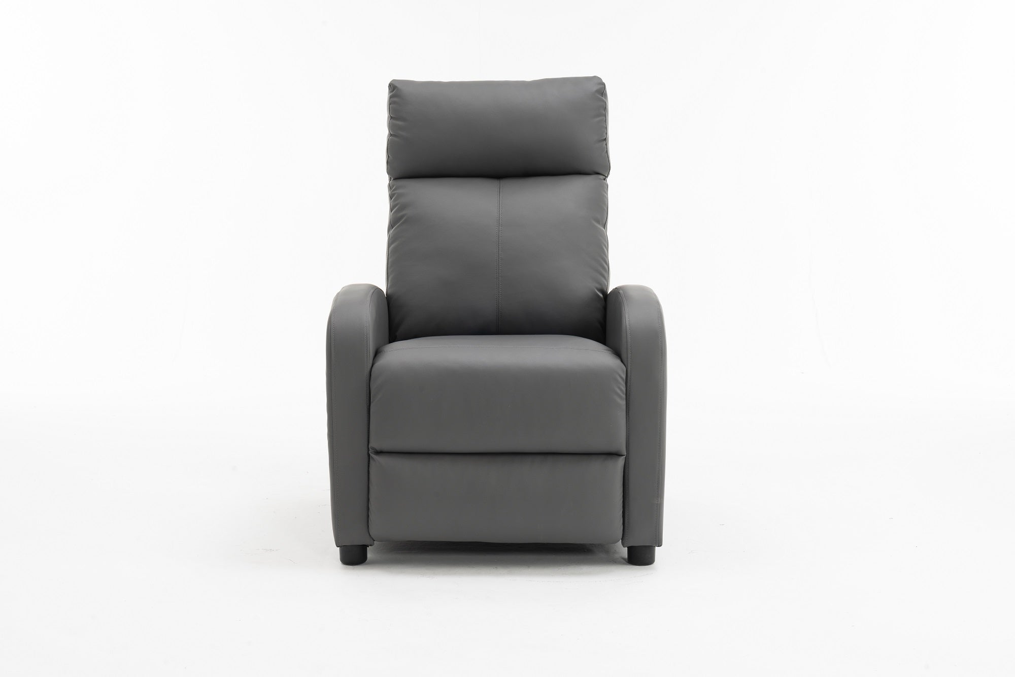 Fotoliu recliner din piele ecologică, spatar rabatabil si suport picioare extensibil, Gri