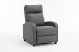 Fotoliu recliner din piele ecologică, spatar rabatabil si suport picioare extensibil, Gri
