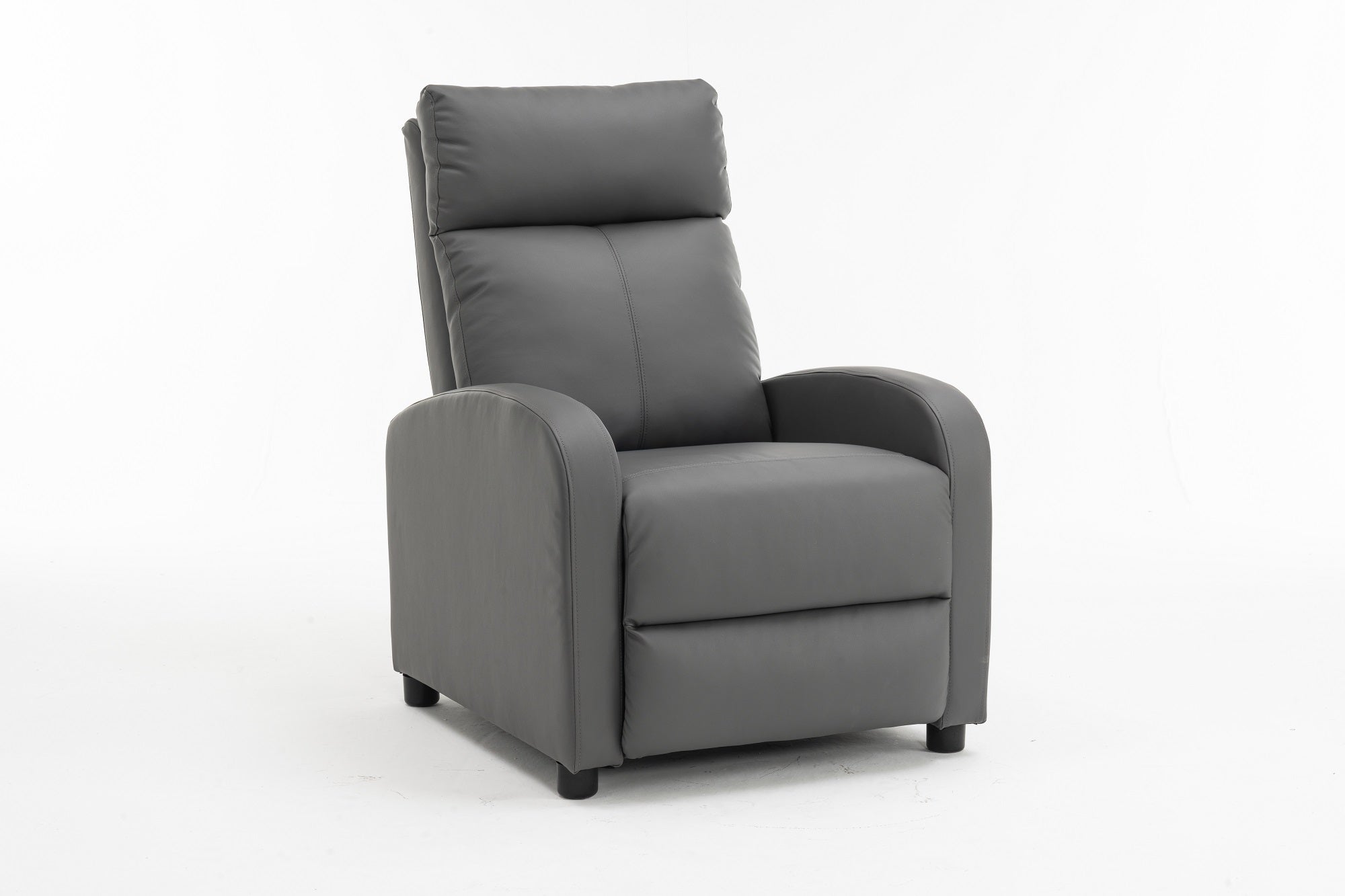 Fotoliu recliner din piele ecologică, spatar rabatabil si suport picioare extensibil, Gri