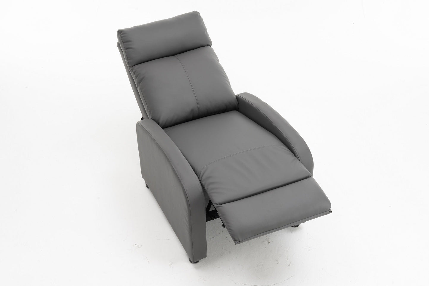 Fotoliu recliner din piele ecologică, spatar rabatabil si suport picioare extensibil, Gri