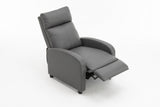Fotoliu recliner din piele ecologică, spatar rabatabil si suport picioare extensibil, Gri