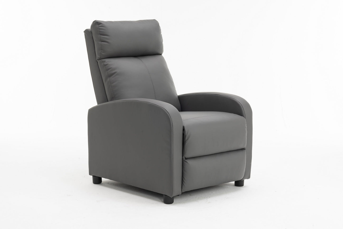 Fotoliu recliner din piele ecologică, spatar rabatabil si suport picioare extensibil, Gri