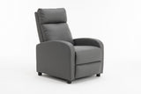 Fotoliu recliner din piele ecologică, spatar rabatabil si suport picioare extensibil, Gri