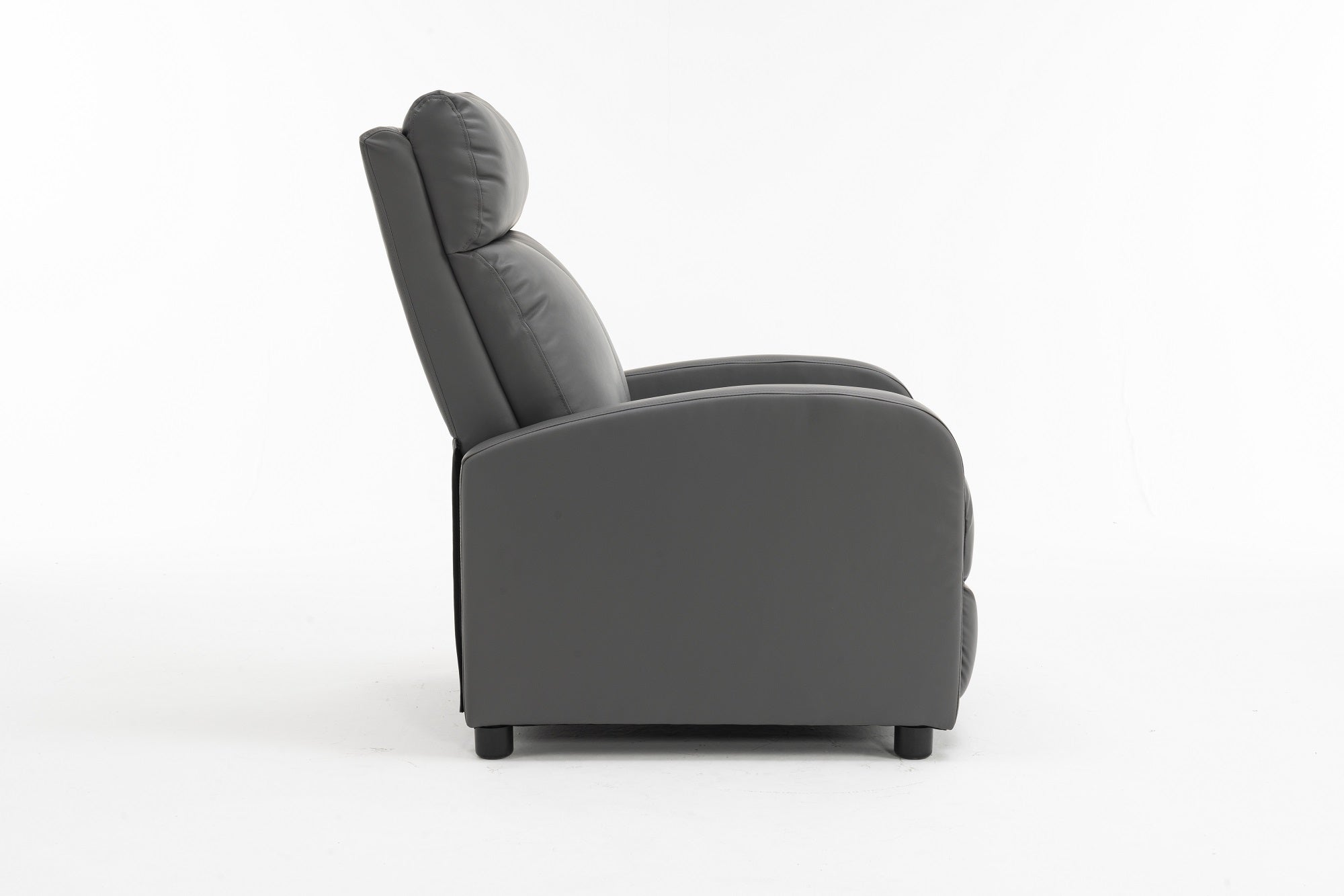 Fotoliu recliner din piele ecologică, spatar rabatabil si suport picioare extensibil, Gri
