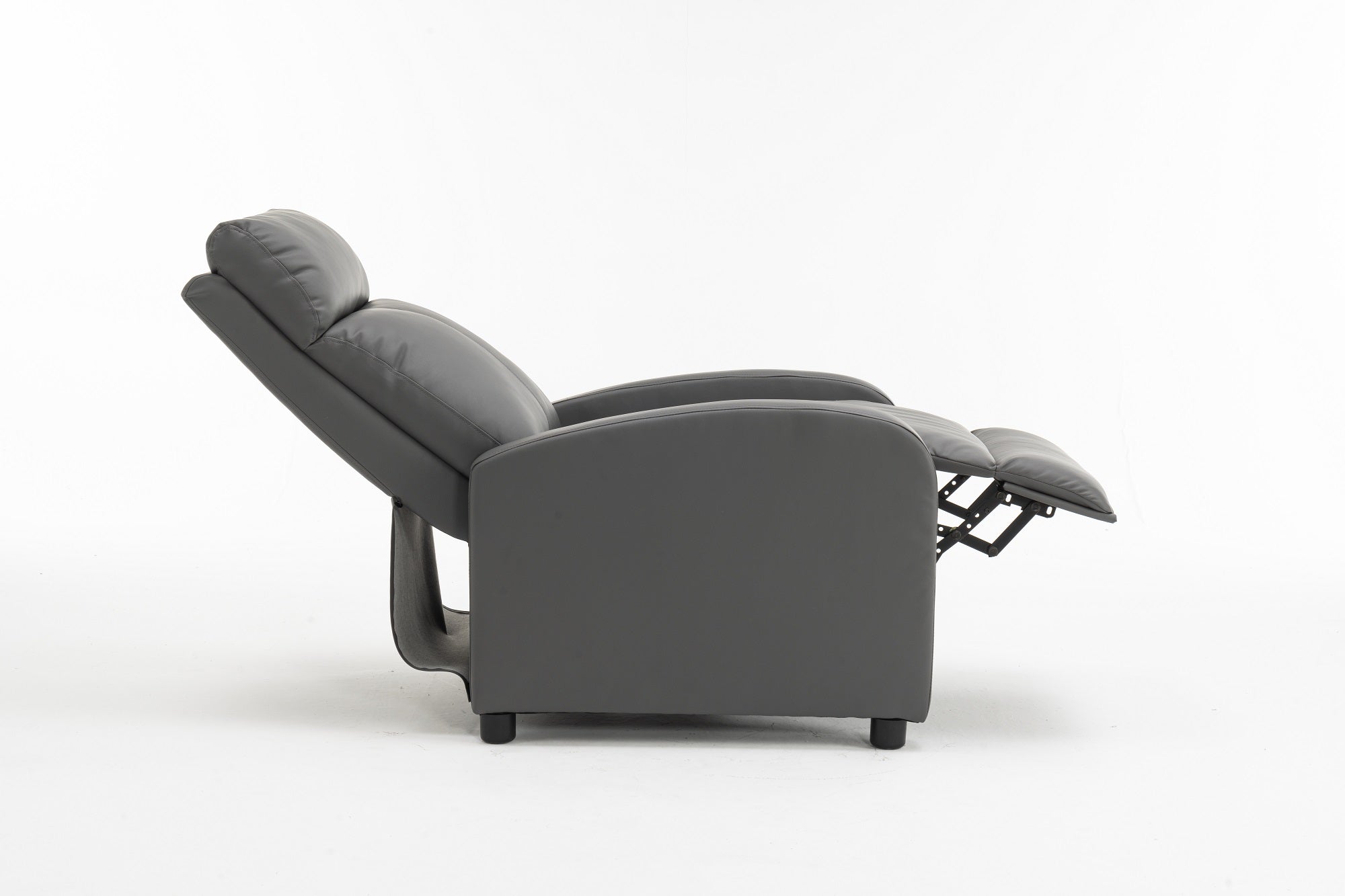Fotoliu recliner din piele ecologică, spatar rabatabil si suport picioare extensibil, Gri