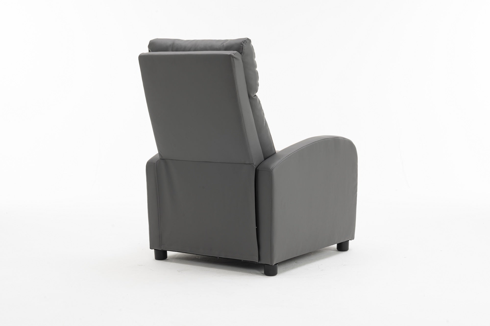 Fotoliu recliner din piele ecologică, spatar rabatabil si suport picioare extensibil, Gri