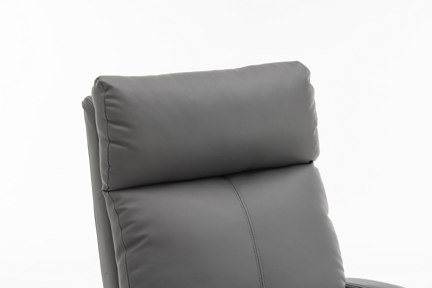 Fotoliu recliner din piele ecologică, spatar rabatabil si suport picioare extensibil, Gri