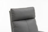 Fotoliu recliner din piele ecologică, spatar rabatabil si suport picioare extensibil, Gri