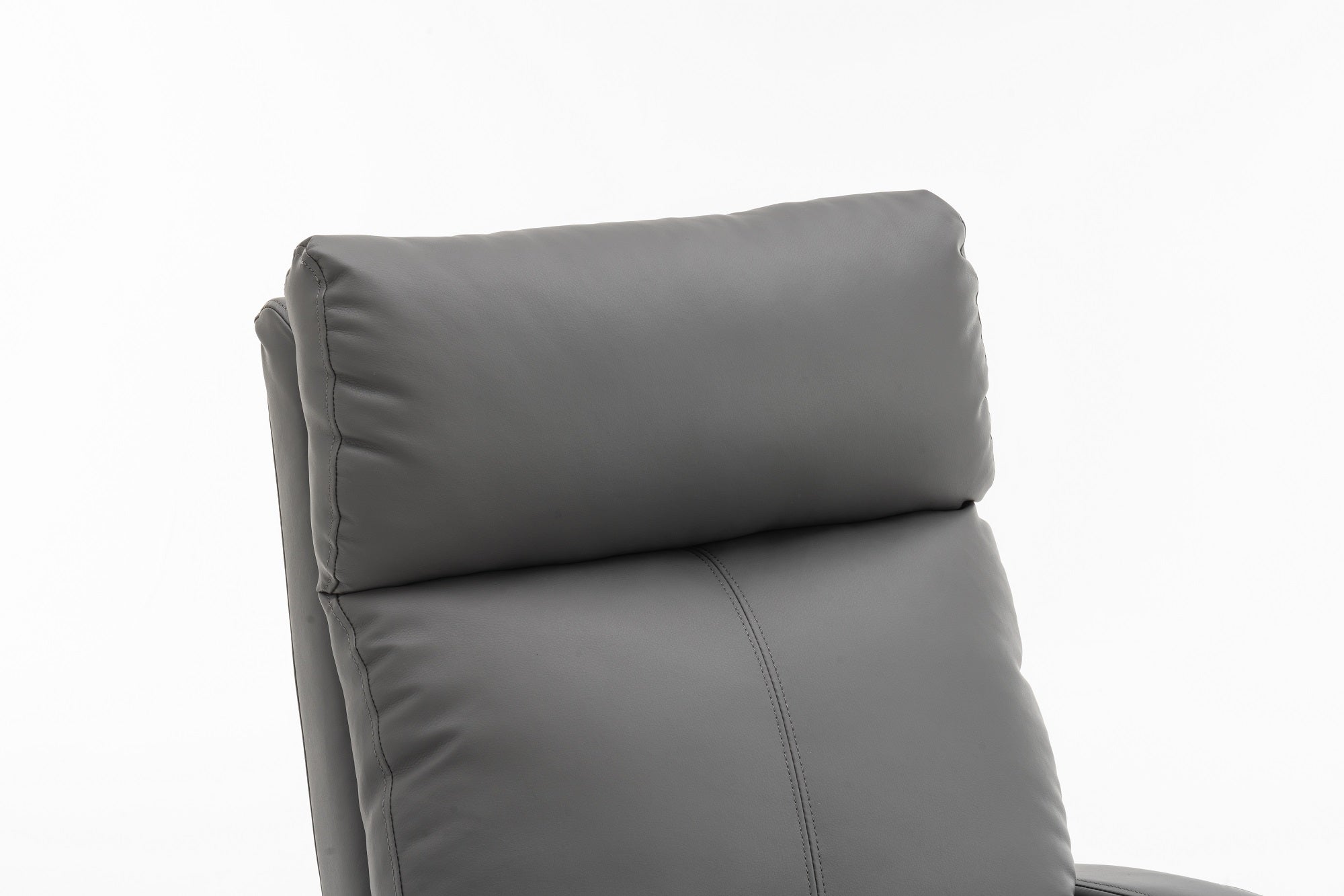 Fotoliu recliner din piele ecologică, spatar rabatabil si suport picioare extensibil, Gri