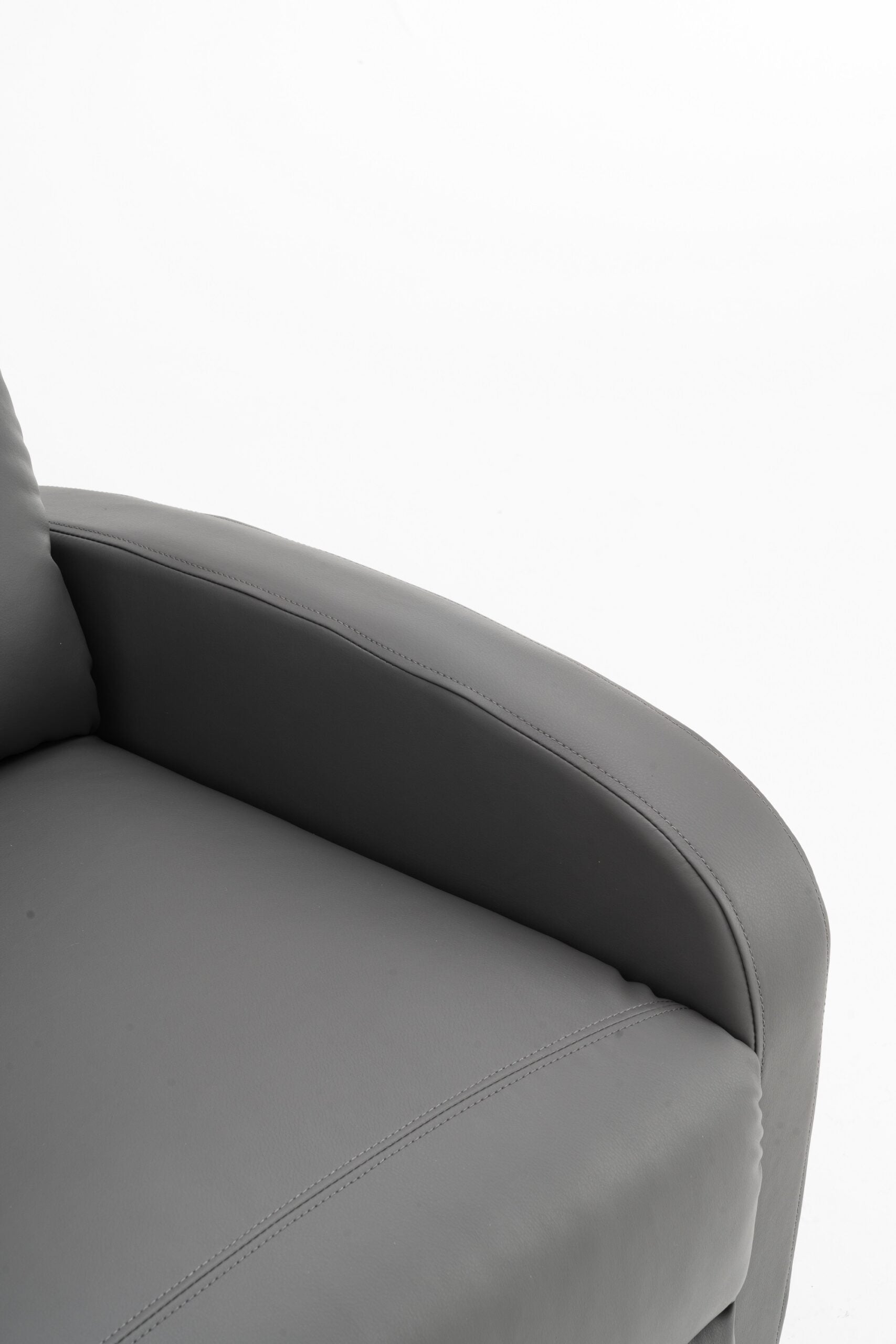 Fotoliu recliner din piele ecologică, spatar rabatabil si suport picioare extensibil, Gri