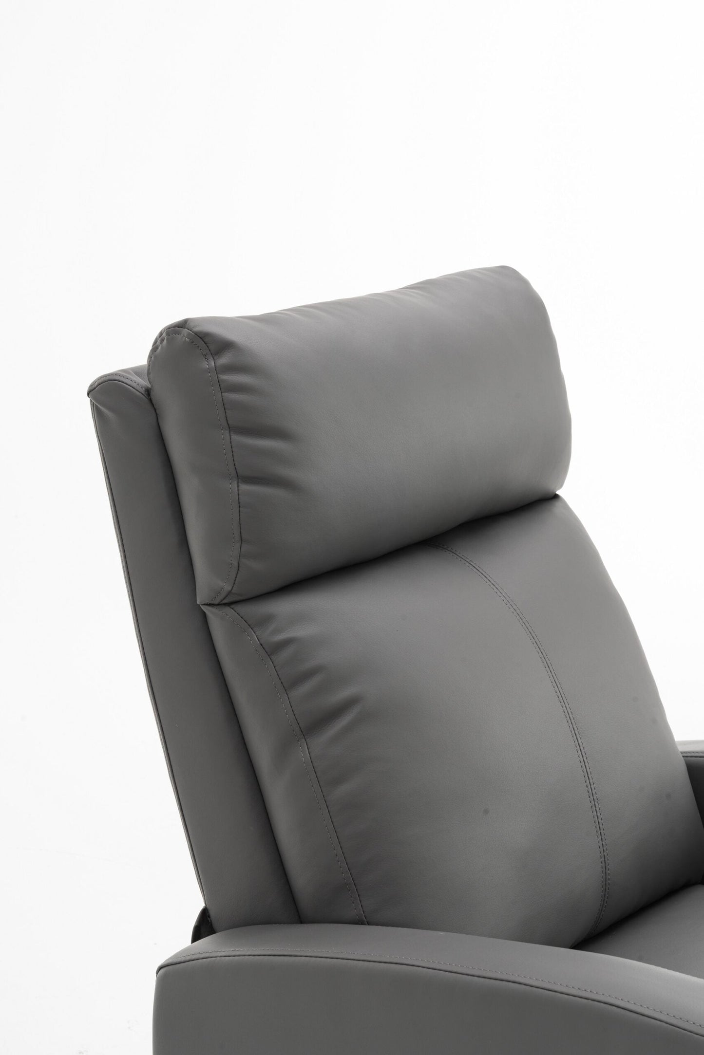 Fotoliu recliner din piele ecologică, spatar rabatabil si suport picioare extensibil, Gri