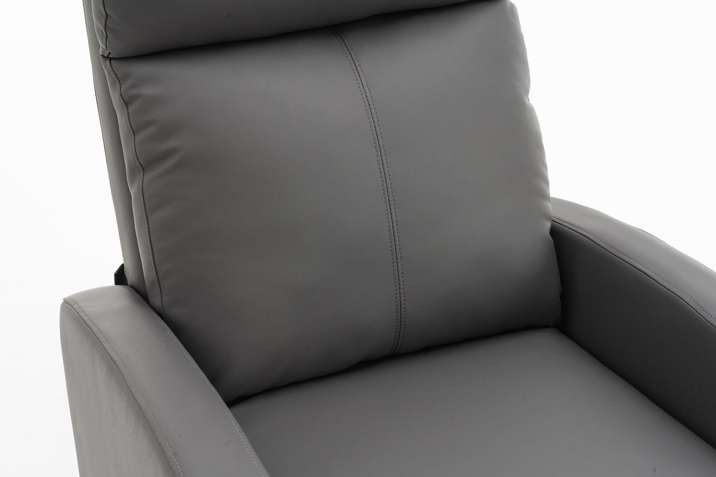 Fotoliu recliner din piele ecologică, spatar rabatabil si suport picioare extensibil, Gri