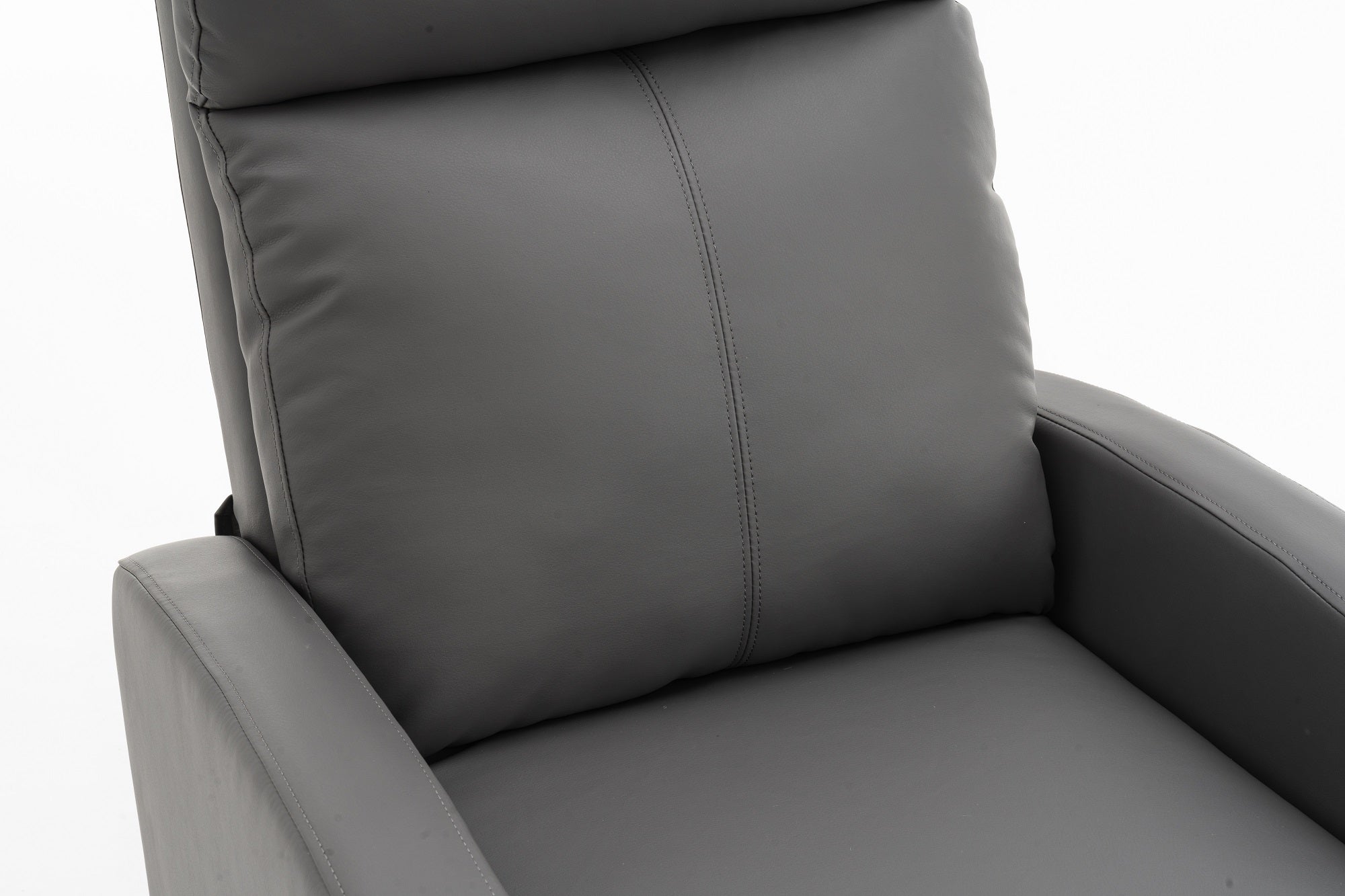 Fotoliu recliner din piele ecologică, spatar rabatabil si suport picioare extensibil, Gri
