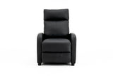 Fotoliu recliner din piele ecologică, spatar rabatabil si suport picioare extensibil, Negru